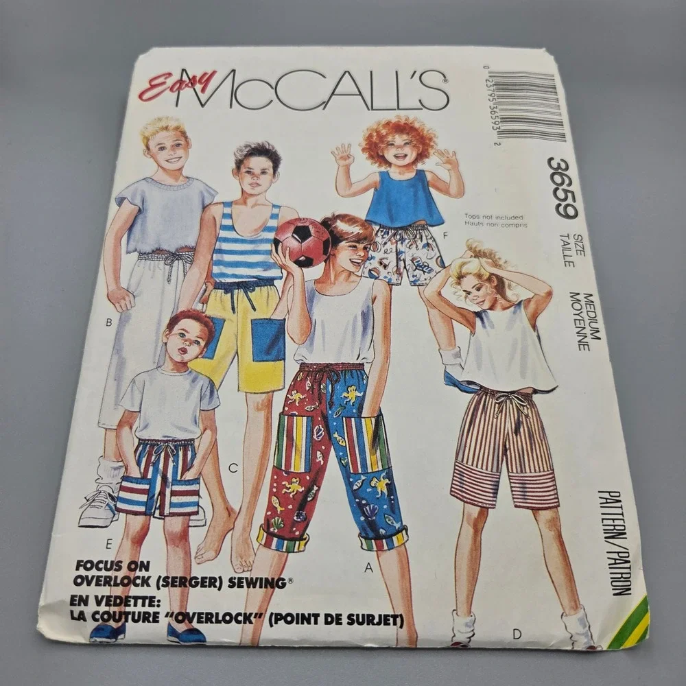 Vintage 1988 Easy McCalls 3659 Kids Pants Shorts Sewing Pattern Size Medium 8-10